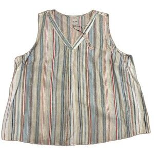 NIC+ZOE Women's Shirt PLUS SIZE 2X Sleeveless Top Blue Red Tan MSRP $130 NWT
